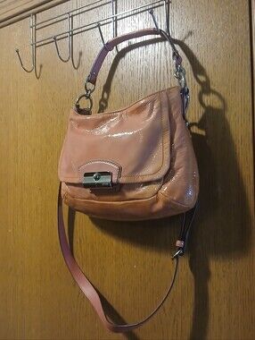 ​Coach Kristin Rose Pink Patent Leather Hobo Shoulder Bag Purse 19300